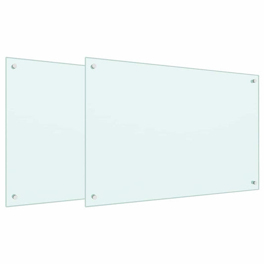 vidaXL Πλάτη κουζίνας 2 τμχ. Λευκό 90 x 60 cm σκληρυμένο γυαλί