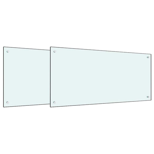 vidaXL Πλάτη κουζίνας 2 τμχ. Λευκό 100 x 50 cm σκληρυμένο γυαλί