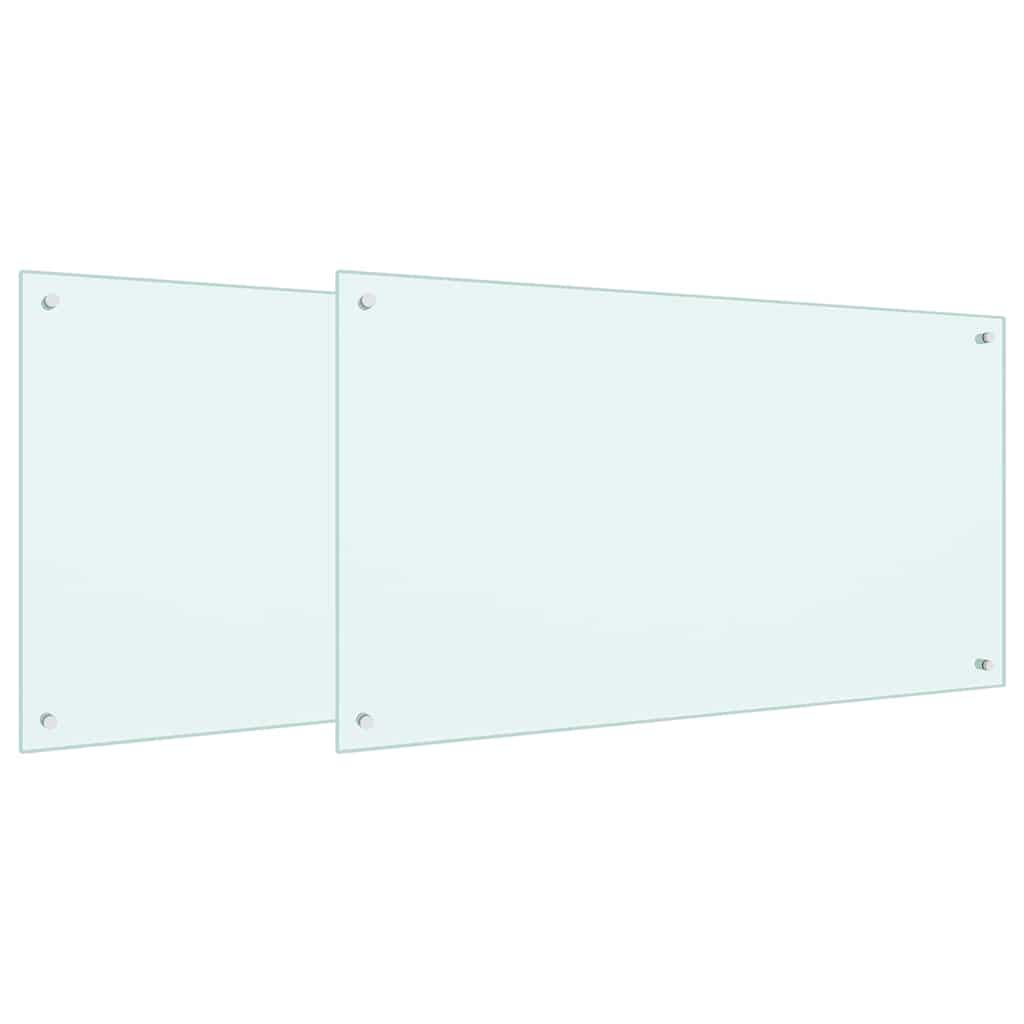vidaXL Πλάτη κουζίνας 2 τμχ. Λευκό 100 x 60 cm σκληρυμένο γυαλί