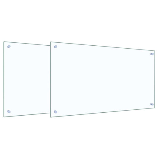 vidaXL Πλάτη κουζίνας 2 τμχ. Διαφανές 90 x 50 cm σκληρυμένο γυαλί
