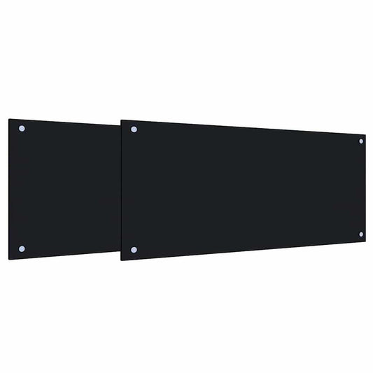 vidaXL Πλάτη κουζίνας 2 τμχ. Μαύρο 90 x 40 cm σκληρυμένο γυαλί