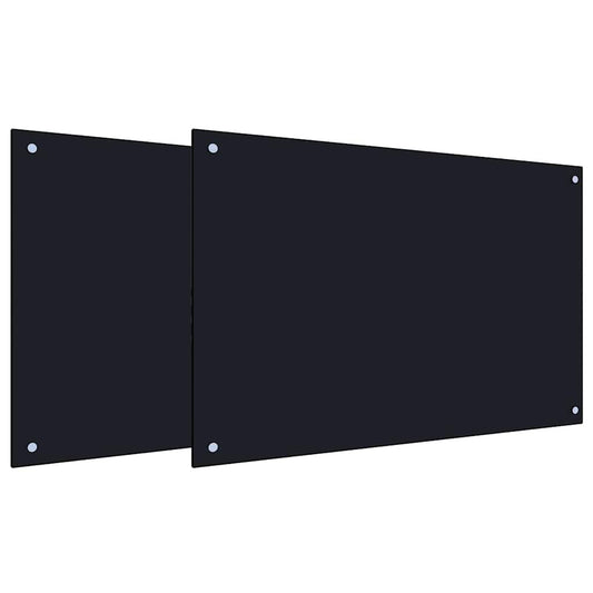 vidaXL Πλάτη κουζίνας 2 τμχ. Μαύρο 90 x 60 cm σκληρυμένο γυαλί