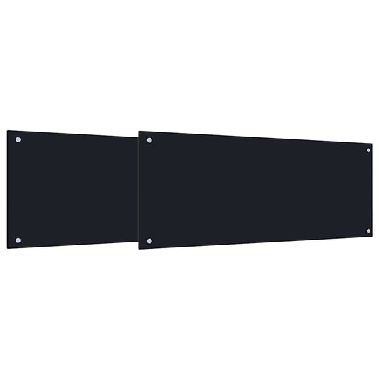 vidaXL Πλάτη κουζίνας 2 τμχ. Μαύρο 100 x 40 cm σκληρυμένο γυαλί