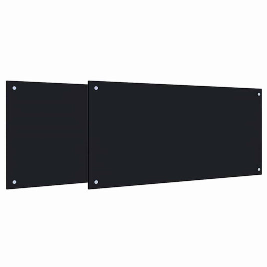 vidaXL Πλάτη κουζίνας 2 τμχ. Μαύρο 100 x 50 cm σκληρυμένο γυαλί