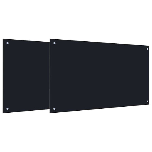 vidaXL Πλάτη κουζίνας 2 τμχ. Μαύρο 100 x 60 cm σκληρυμένο γυαλί