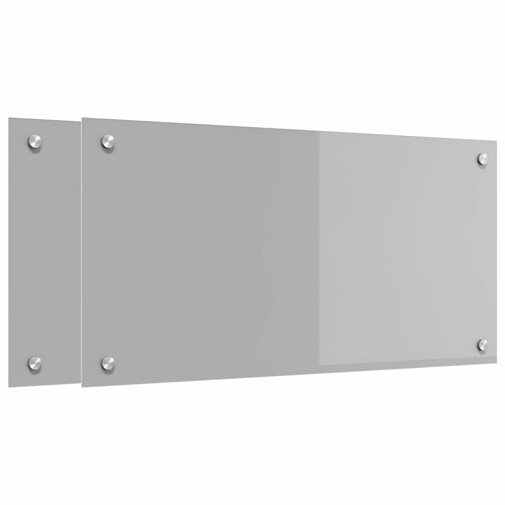 vidaXL Πλάτη κουζίνας 2 τμχ. Ανοιχτό γκρι 80 x 40 cm σκληρυμένο γυαλί