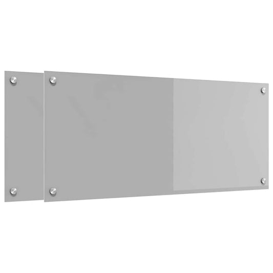 vidaXL Πλάτη κουζίνας 2 τμχ. Ανοιχτό γκρι 90 x 40 cm σκληρυμένο γυαλί