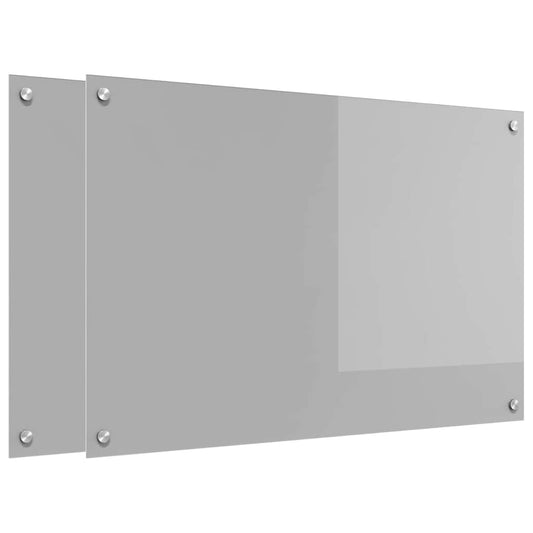 vidaXL Πλάτη κουζίνας 2 τμχ. Ανοιχτό γκρι 90 x 60 cm σκληρυμένο γυαλί