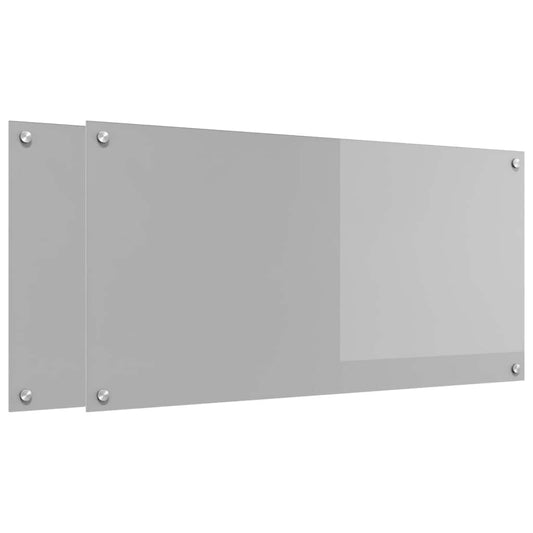 vidaXL Πλάτη κουζίνας 2 τμχ. Ανοιχτό γκρι 100 x 50 cm σκληρυμένο γυαλί