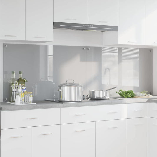 vidaXL Πλάτη κουζίνας 2 τμχ. Ανοιχτό γκρι 100 x 60 cm σκληρυμένο γυαλί