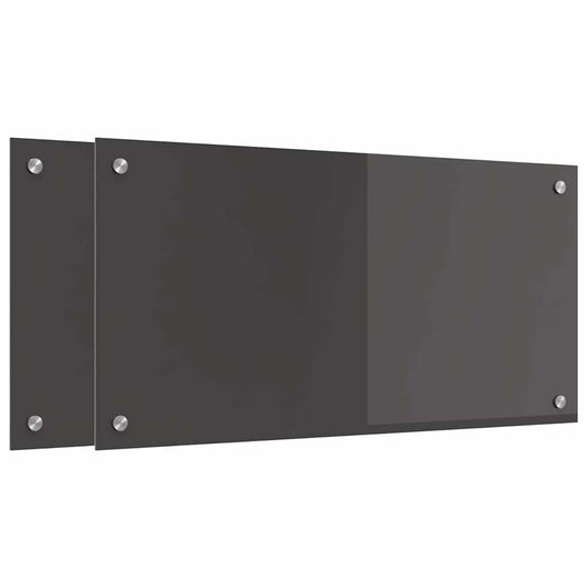 vidaXL Πλάτη κουζίνας 2 τμχ. Σκούρο Γκρι 80 x 40 cm σκληρυμένο γυαλί