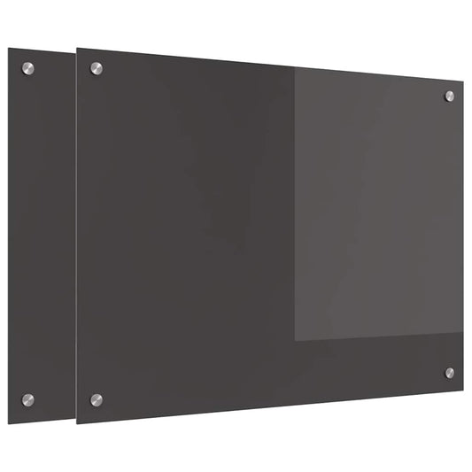 vidaXL Πλάτη κουζίνας 2 τμχ. Σκούρο Γκρι 80 x 60 cm σκληρυμένο γυαλί