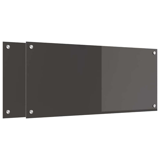 vidaXL Πλάτη κουζίνας 2 τμχ. Σκούρο Γκρι 90 x 40 cm σκληρυμένο γυαλί