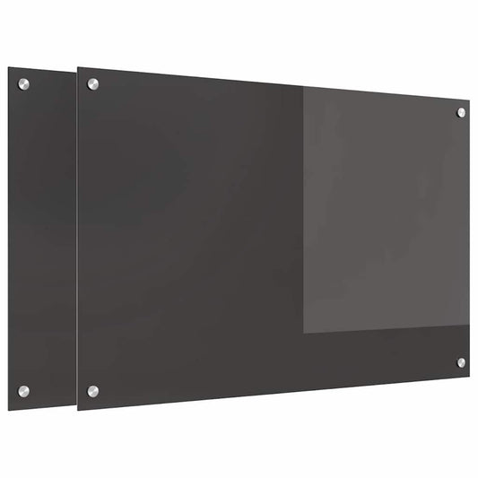 vidaXL Πλάτη κουζίνας 2 τμχ. Σκούρο Γκρι 90 x 60 cm σκληρυμένο γυαλί