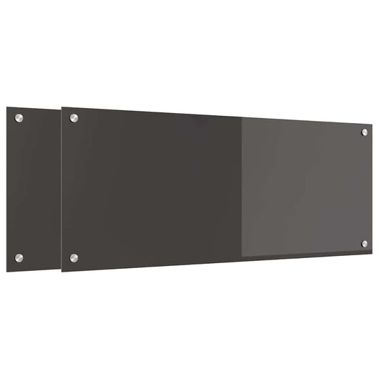 vidaXL Πλάτη κουζίνας 2 τμχ. Σκούρο Γκρι 100 x 40 cm σκληρυμένο γυαλί