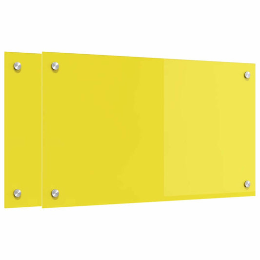 vidaXL Πίσω Πάνελ Κουζίνας 2 pcs Κίτρινο 70 x 40 cm σκληρυμένο γυαλί