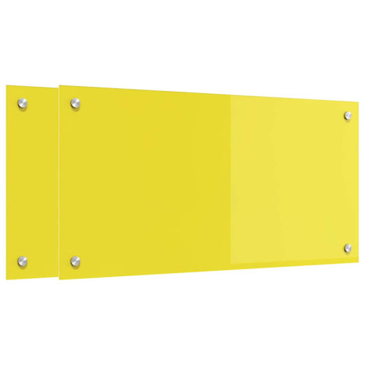 vidaXL Πίσω Πάνελ Κουζίνας 2 pcs Κίτρινο 80 x 40 cm σκληρυμένο γυαλί