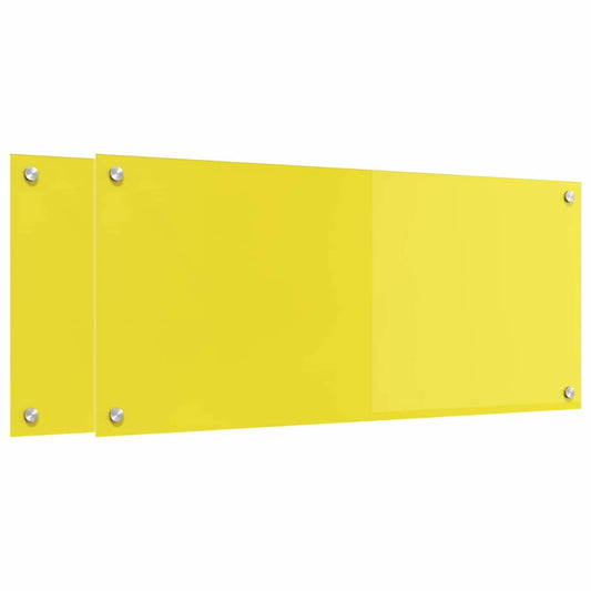 vidaXL Πίσω Πάνελ Κουζίνας 2 pcs Κίτρινο 90 x 40 cm σκληρυμένο γυαλί