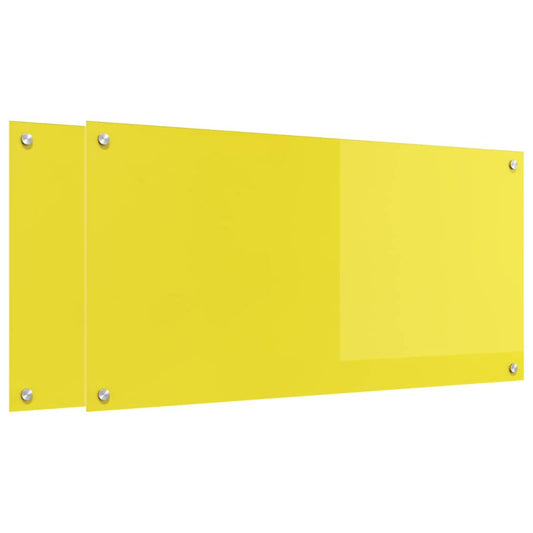 vidaXL Πίσω Πάνελ Κουζίνας 2 pcs Κίτρινο 100 x 50 cm σκληρυμένο γυαλί