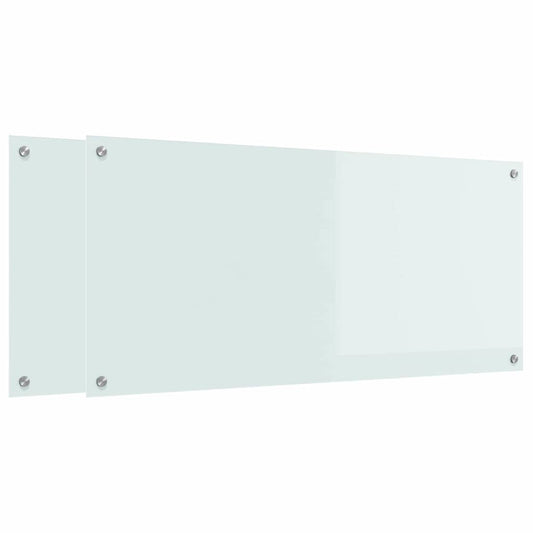 vidaXL Πλάτη κουζίνας 2 τμχ. Λευκό 110 x 50 cm σκληρυμένο γυαλί
