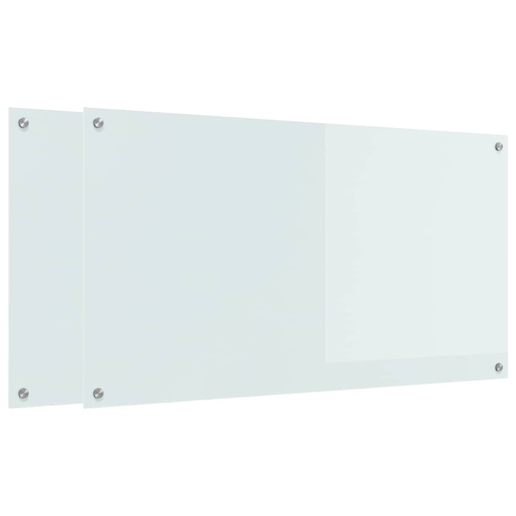 vidaXL Πλάτη κουζίνας 2 τμχ. Λευκό 110 x 60 cm σκληρυμένο γυαλί