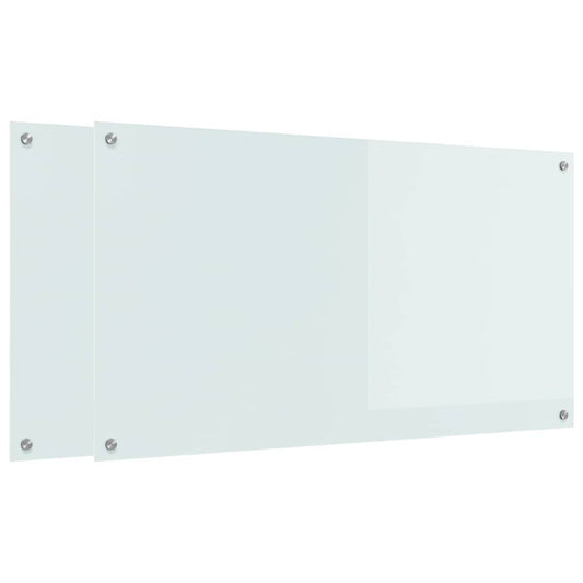 vidaXL Πλάτη κουζίνας 2 τμχ. Λευκό 110 x 60 cm σκληρυμένο γυαλί