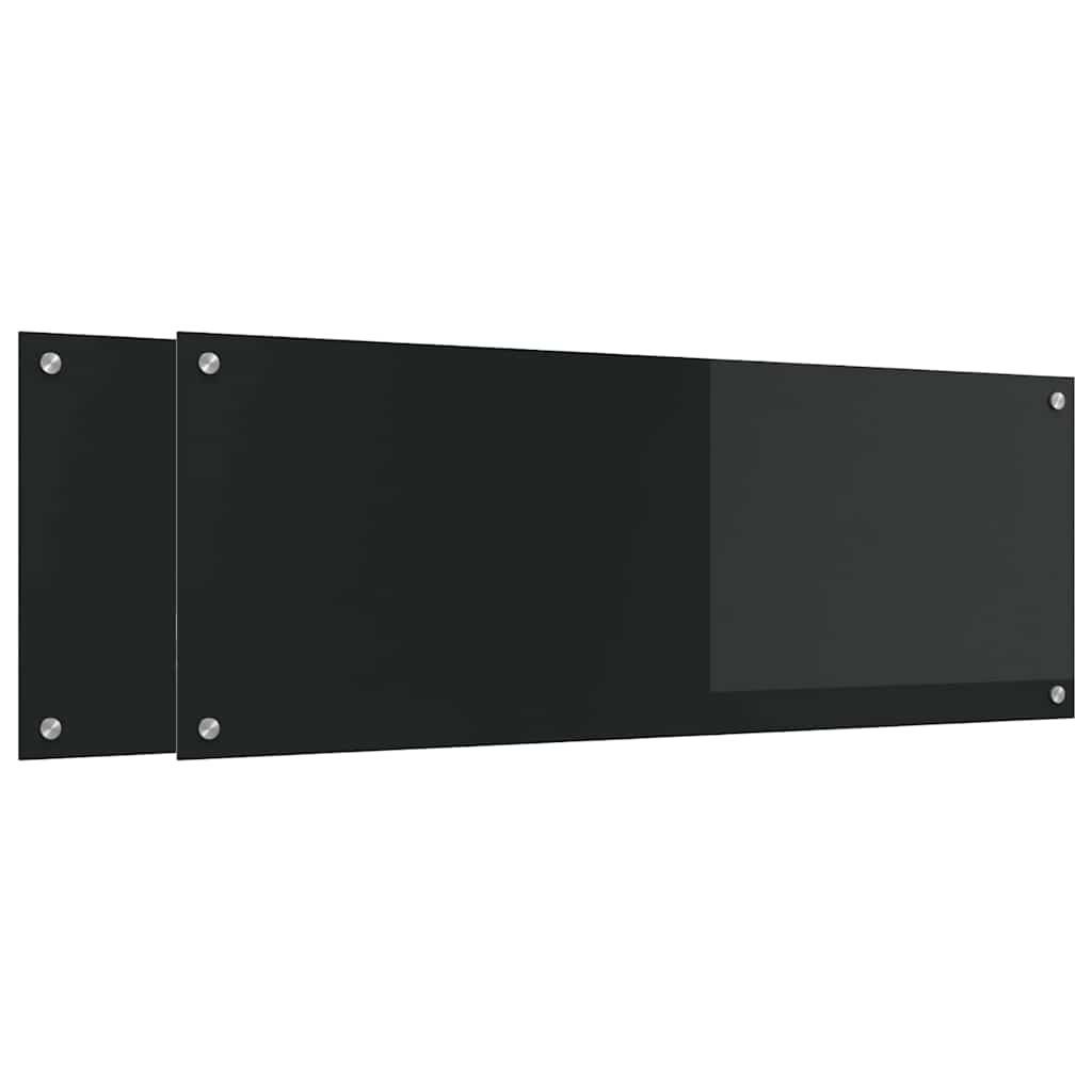 vidaXL Πίσω Πάνελ Κουζίνας 2 pcs Μαύρο 110 x 40 cm σκληρυμένο γυαλί