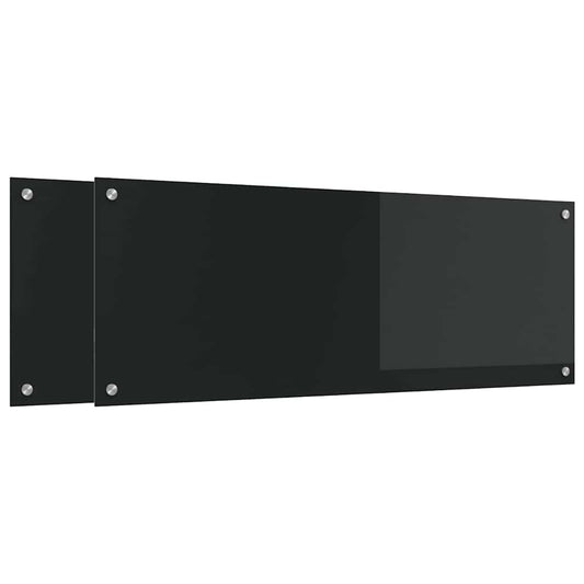 vidaXL Πίσω Πάνελ Κουζίνας 2 pcs Μαύρο 110 x 40 cm σκληρυμένο γυαλί