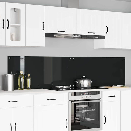 vidaXL Πίσω Πάνελ Κουζίνας 2 pcs Μαύρο 110 x 50 cm σκληρυμένο γυαλί