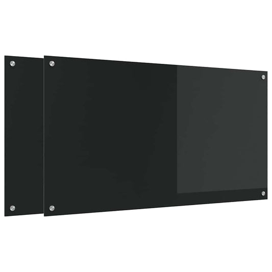vidaXL Πίσω Πάνελ Κουζίνας 2 pcs Μαύρο 110 x 60 cm σκληρυμένο γυαλί