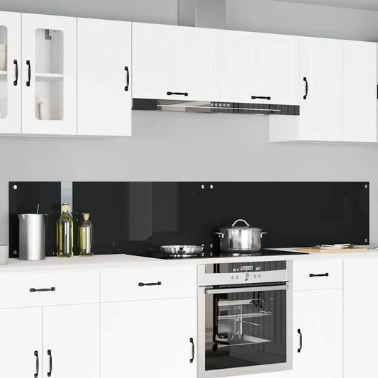 vidaXL Πίσω Πάνελ Κουζίνας 2 pcs Μαύρο 120 x 40 cm σκληρυμένο γυαλί