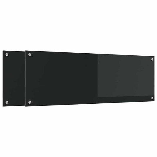 vidaXL Πλάτη κουζίνας 2 τμχ. Μαύρο 120 x 40 cm σκληρυμένο γυαλί