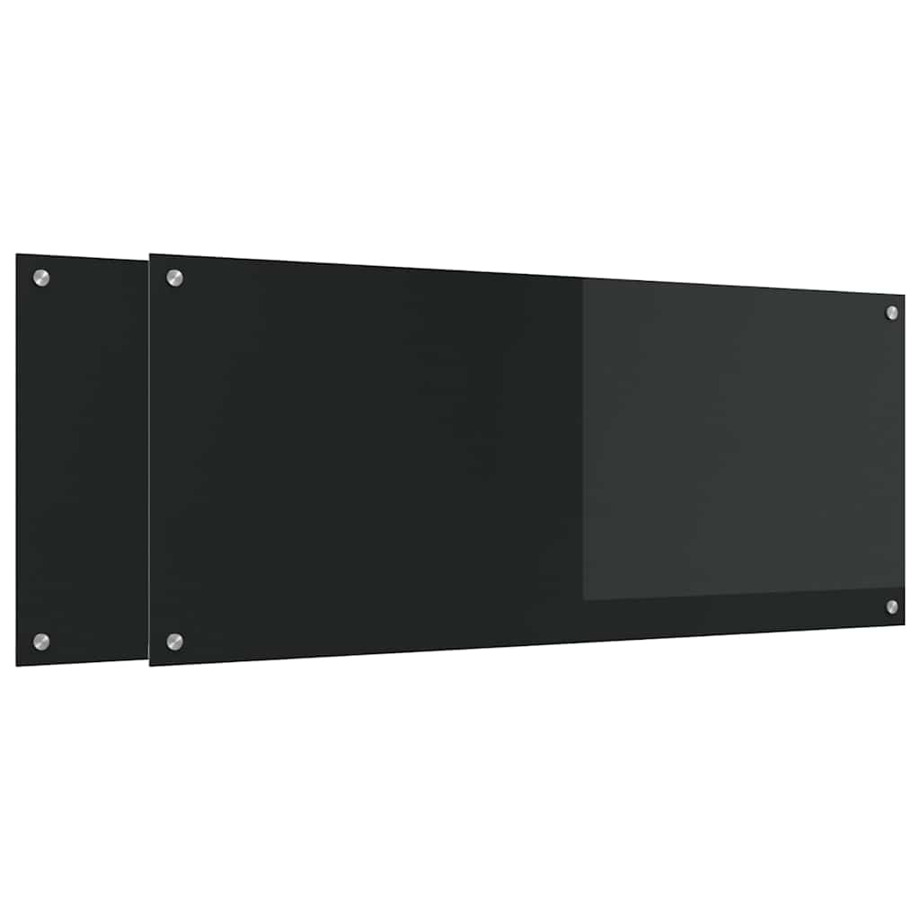 vidaXL Πίσω Πάνελ Κουζίνας 2 pcs Μαύρο 120 x 50 cm σκληρυμένο γυαλί