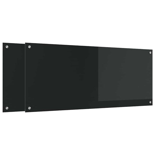 vidaXL Πίσω Πάνελ Κουζίνας 2 pcs Μαύρο 120 x 50 cm σκληρυμένο γυαλί