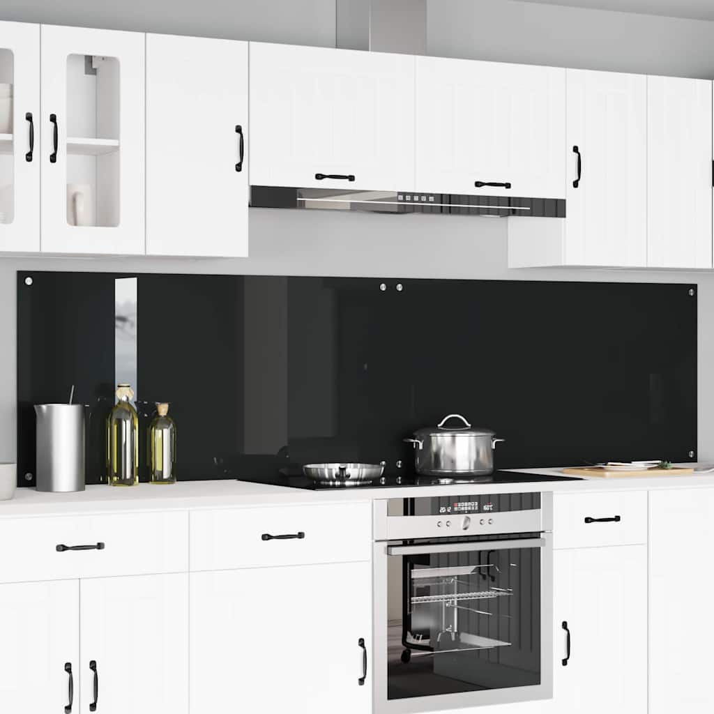 vidaXL Πλάτη κουζίνας 2 τμχ. Μαύρο 120 x 60 cm σκληρυμένο γυαλί