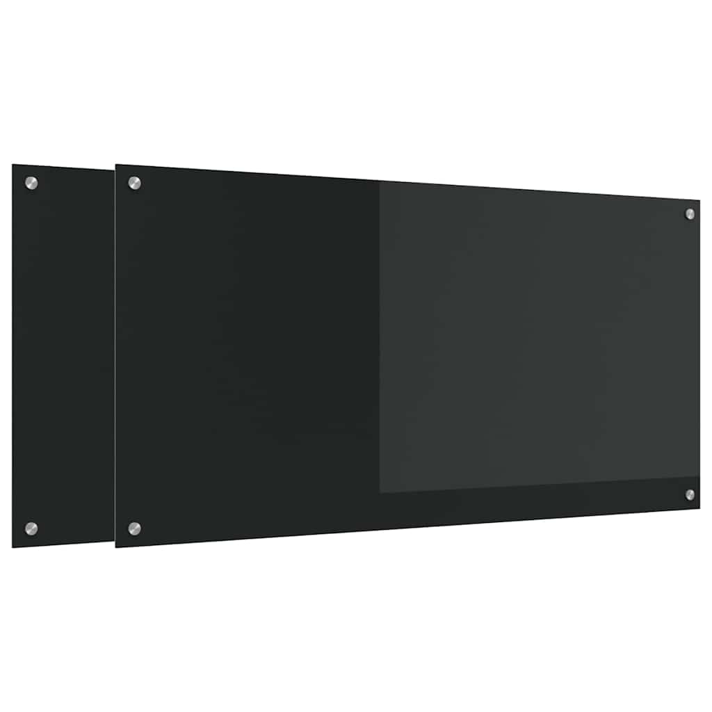 vidaXL Πλάτη κουζίνας 2 τμχ. Μαύρο 120 x 60 cm σκληρυμένο γυαλί