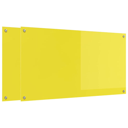 vidaXL Πίσω Πάνελ Κουζίνας 2 pcs Κίτρινο 110 x 60 cm σκληρυμένο γυαλί