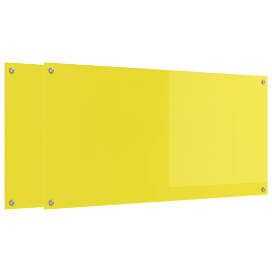 vidaXL Πίσω Πάνελ Κουζίνας 2 pcs Κίτρινο 120 x 60 cm σκληρυμένο γυαλί