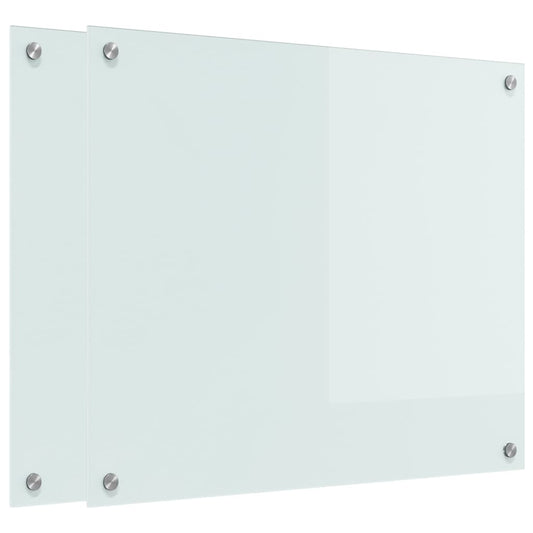 vidaXL Πλάτη κουζίνας 2 τεμ. Λευκό 70 x 60 cm σκληρυμένο γυαλί