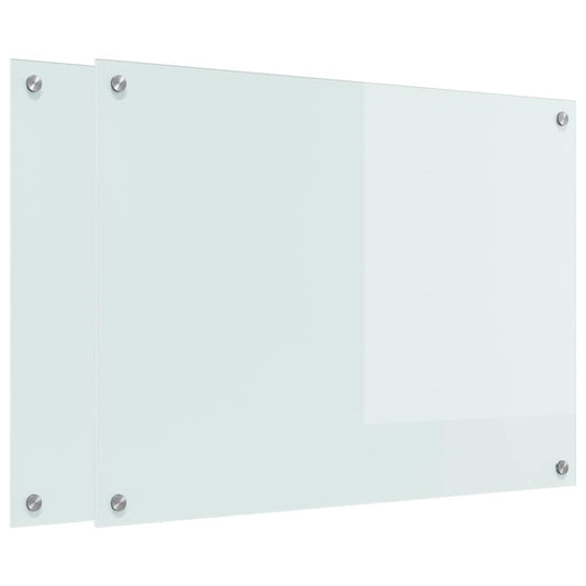 vidaXL Πλάτη κουζίνας 2 τεμ. Λευκό 80 x 60 cm σκληρυμένο γυαλί