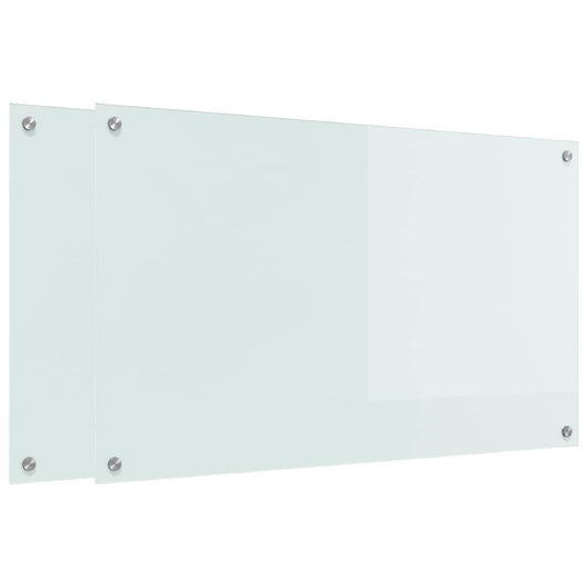 vidaXL Πλάτη κουζίνας 2 τεμ. Λευκό 100 x 60 cm σκληρυμένο γυαλί