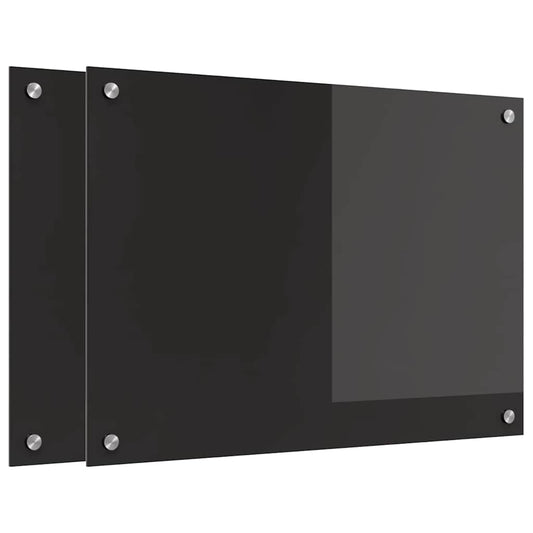 vidaXL Πλάτη κουζίνας 2 τεμ. Μαύρο 70 x 50 cm σκληρυμένο γυαλί