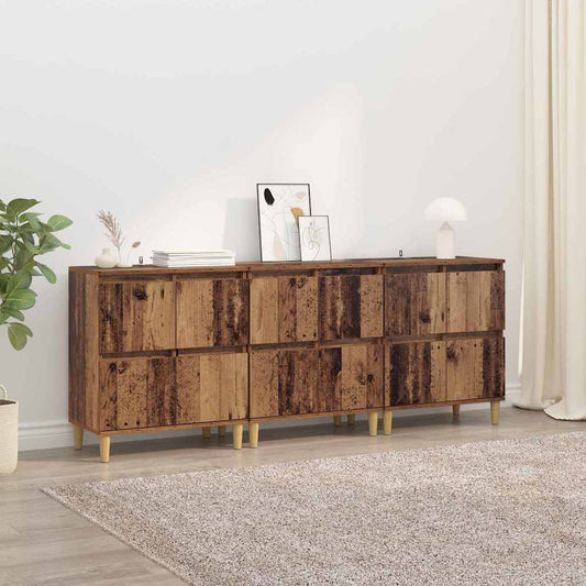vidaXL Παραδοσιακά Πλευρικά Έπιπλα 3 pcs Παλιό Ξύλο 60 x 35 x 70 cm