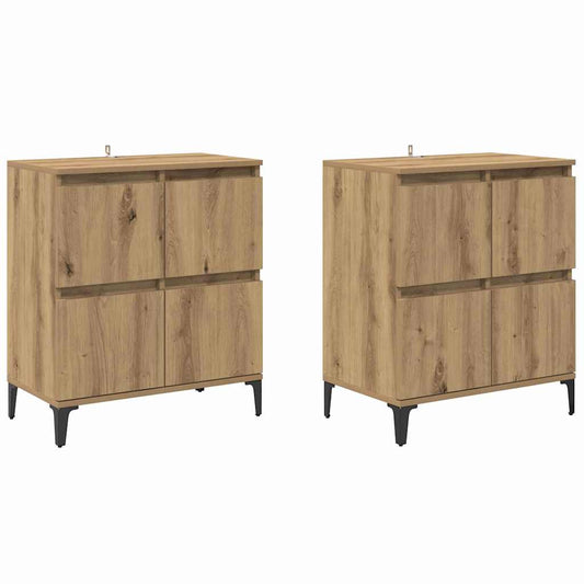 vidaXL Παραδοσιακά Πλευρικά Έπιπλα 2 τμχ. Artisan Oak 60 x 35 x 70 cm