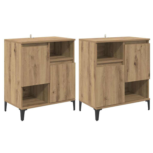 vidaXL Παραδοσιακά Πλευρικά Έπιπλα 2 pcs Artisan Oak 60 x 35 x 70 cm