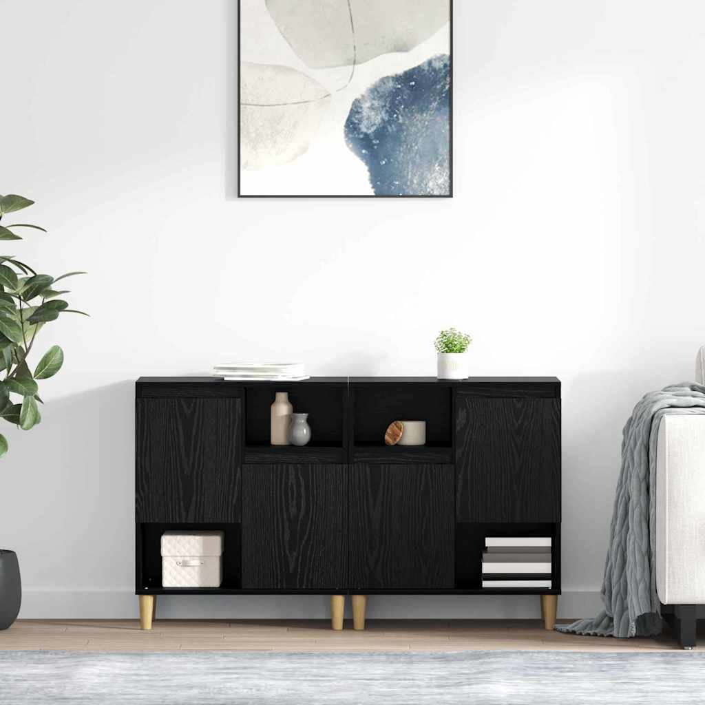 vidaXL Παραδοσιακά Πλευρικά Έπιπλα 2 pcs Μαύρη Οξυά 60 x 35 x 70 cm