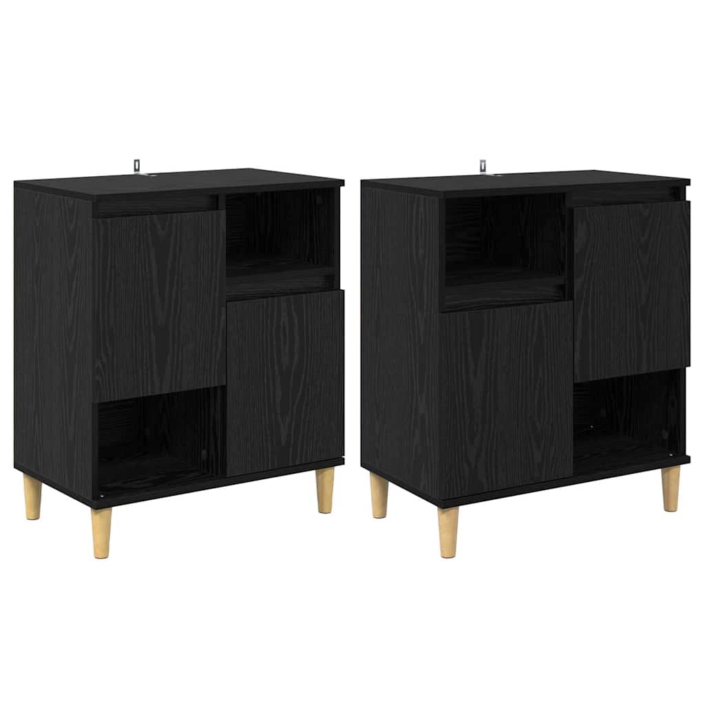 vidaXL Παραδοσιακά Πλευρικά Έπιπλα 2 pcs Μαύρη Οξυά 60 x 35 x 70 cm