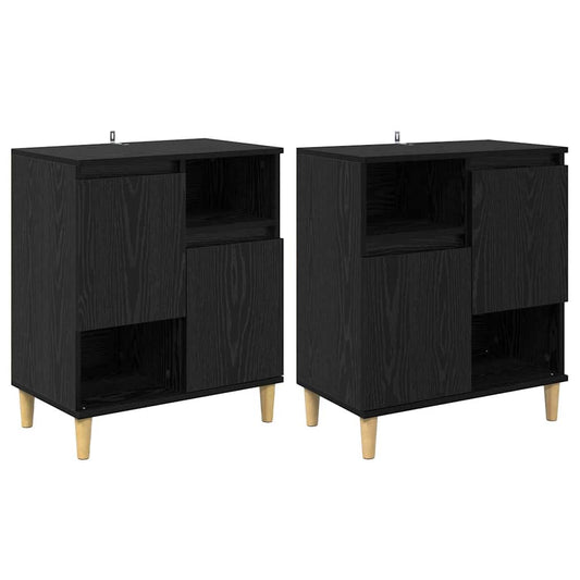 vidaXL Παραδοσιακά Πλευρικά Έπιπλα 2 pcs Μαύρη Οξυά 60 x 35 x 70 cm