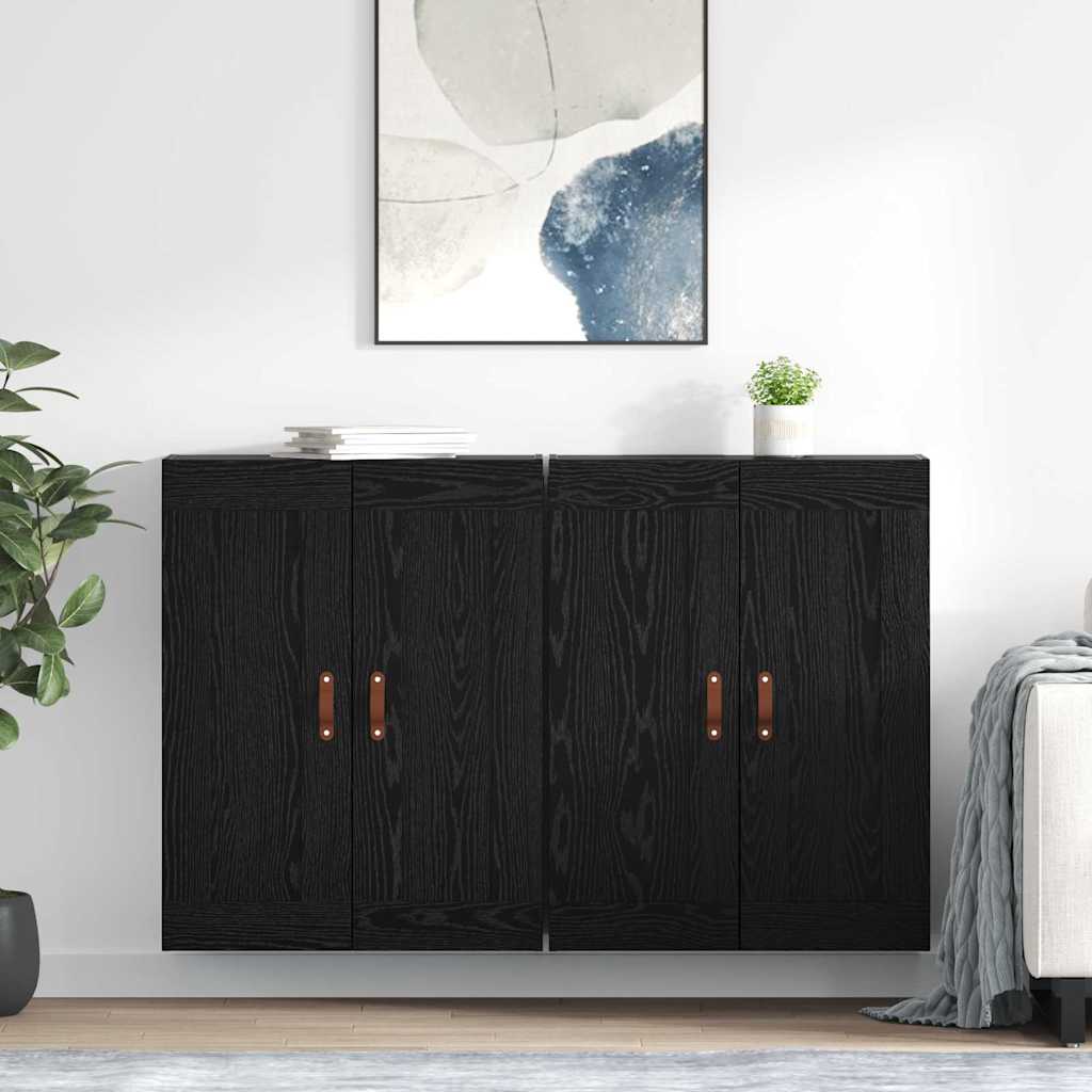 vidaXL Ντουλάπα τοίχου Επιτοίχιο 2 pcs Μαύρη Οξυά 69,5 x 34 x 90 εκ.