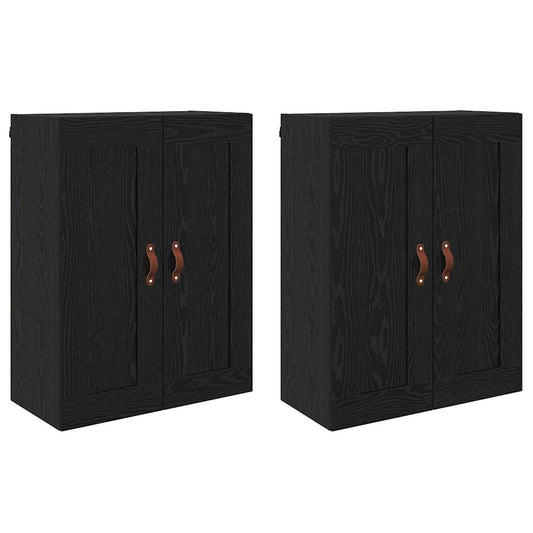 vidaXL Ντουλάπα τοίχου Επιτοίχιο 2 pcs Μαύρη Οξυά 69,5 x 34 x 90 εκ.